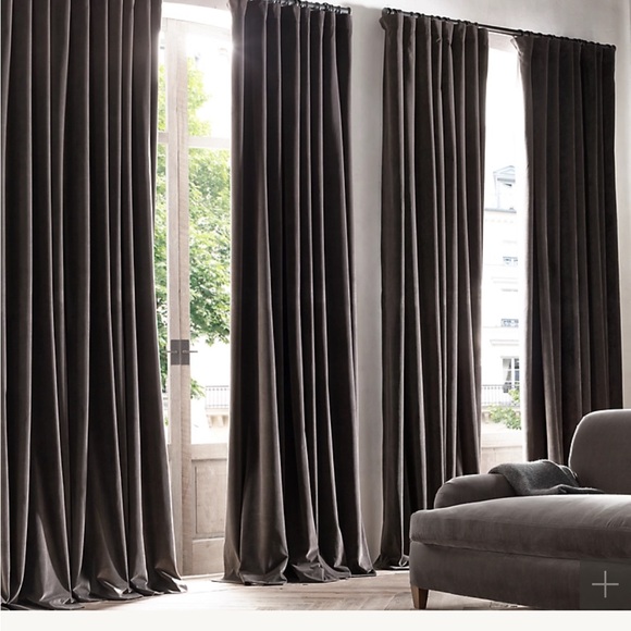RH Restoration Hardware Vintage Velvet French Pleat Drapes Grey 46x108